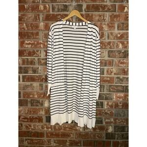 Nine West Tunic Black and White Striped Sweater Womens Large Minimalist Casual